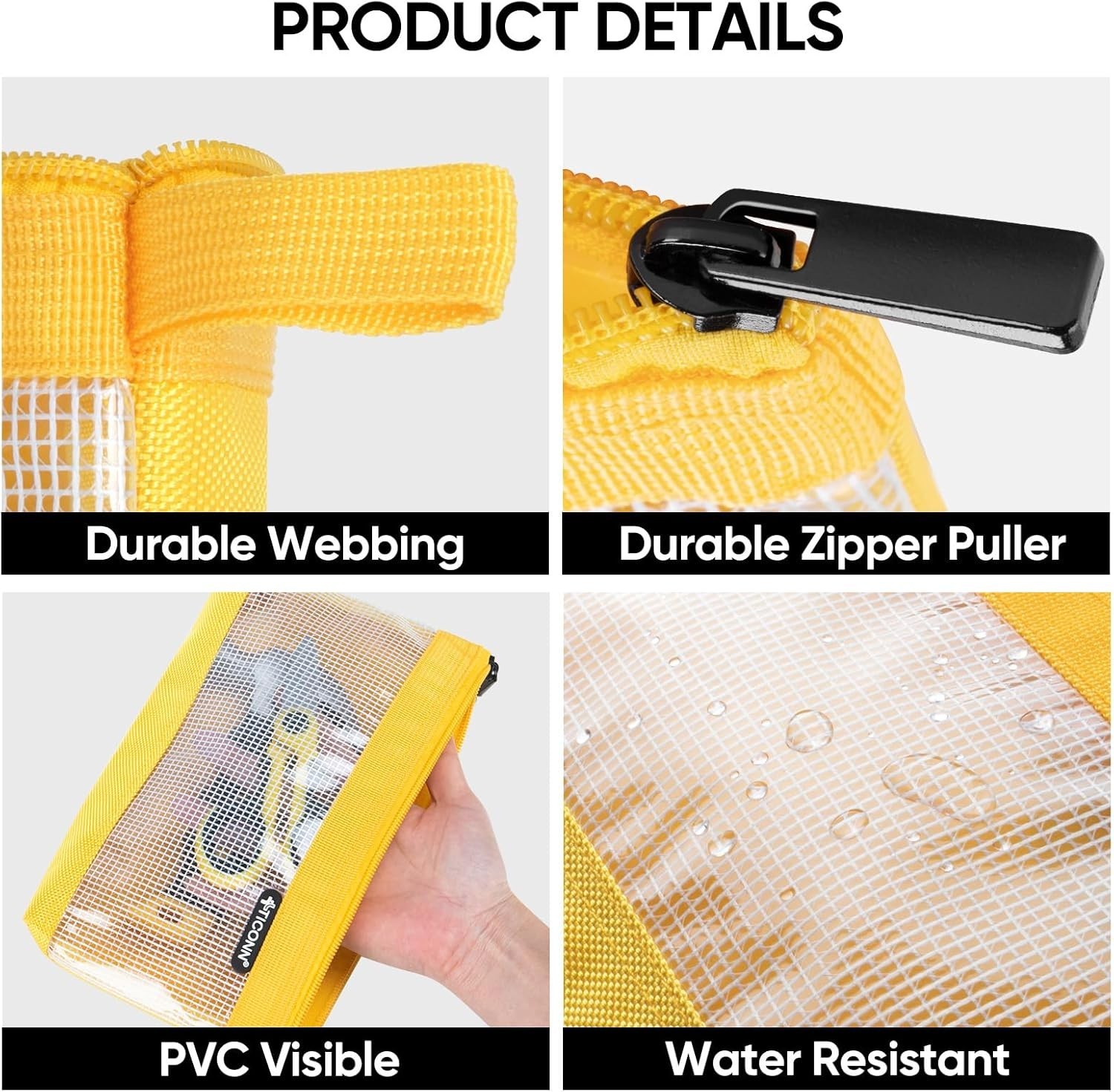 3-Pack Tool Pouch Set – Durable 1680D Oxford Utility Bags with Clear Zipper