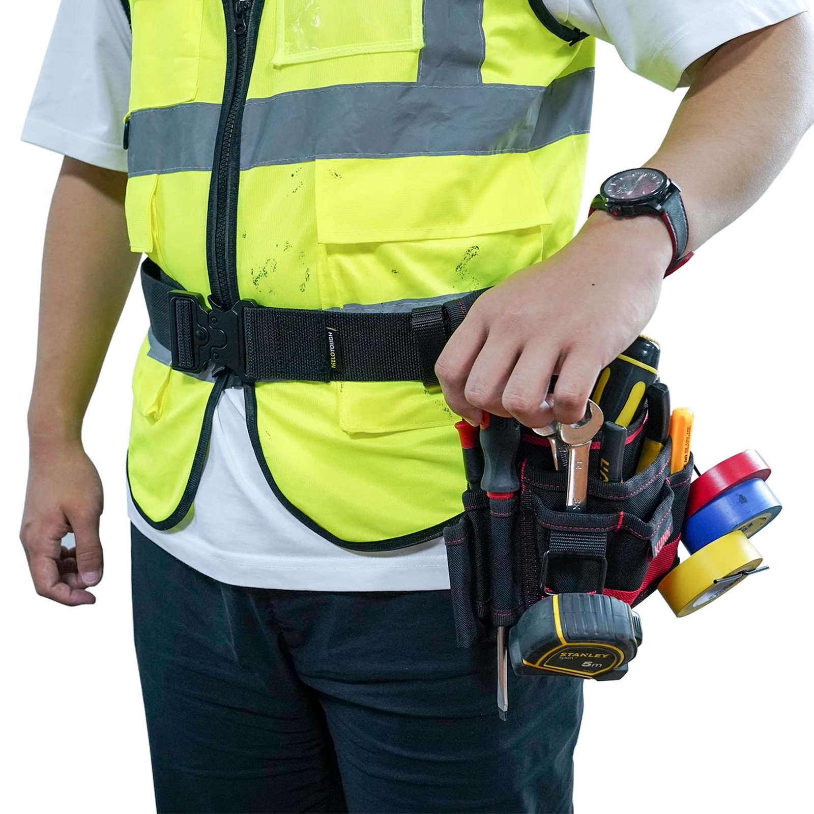 2″ Nylon Web Work Tool Belt for Men with Heavy Duty Quick Release Rugged Meta…