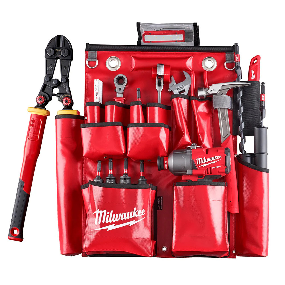 Milwaukee 48-22-8291 18 Pocket Lineman’s Compact Durable Aerial Tool Apron