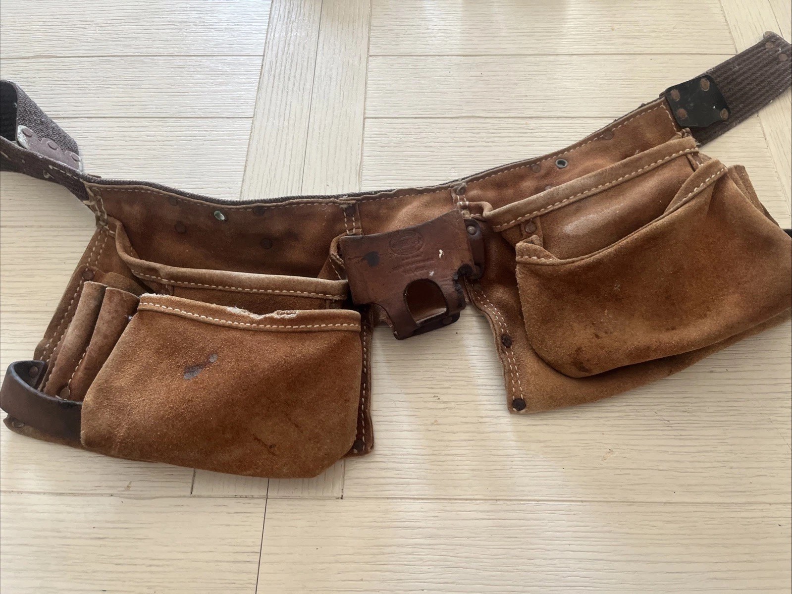 Vintage Suede Tool Pouch Nail Apron Heavy Split Cowhide No. 490X By Nicholas