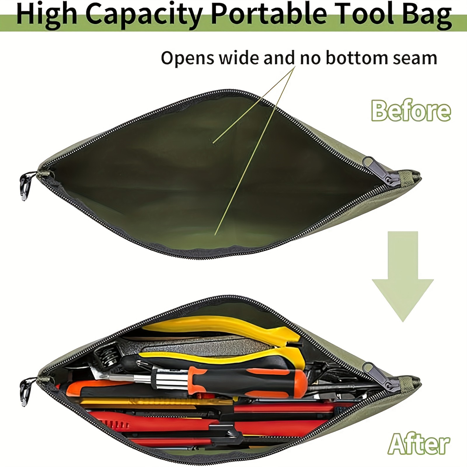 12/24pcs Tool bag with zipper closure, multi-functional storage tool bag