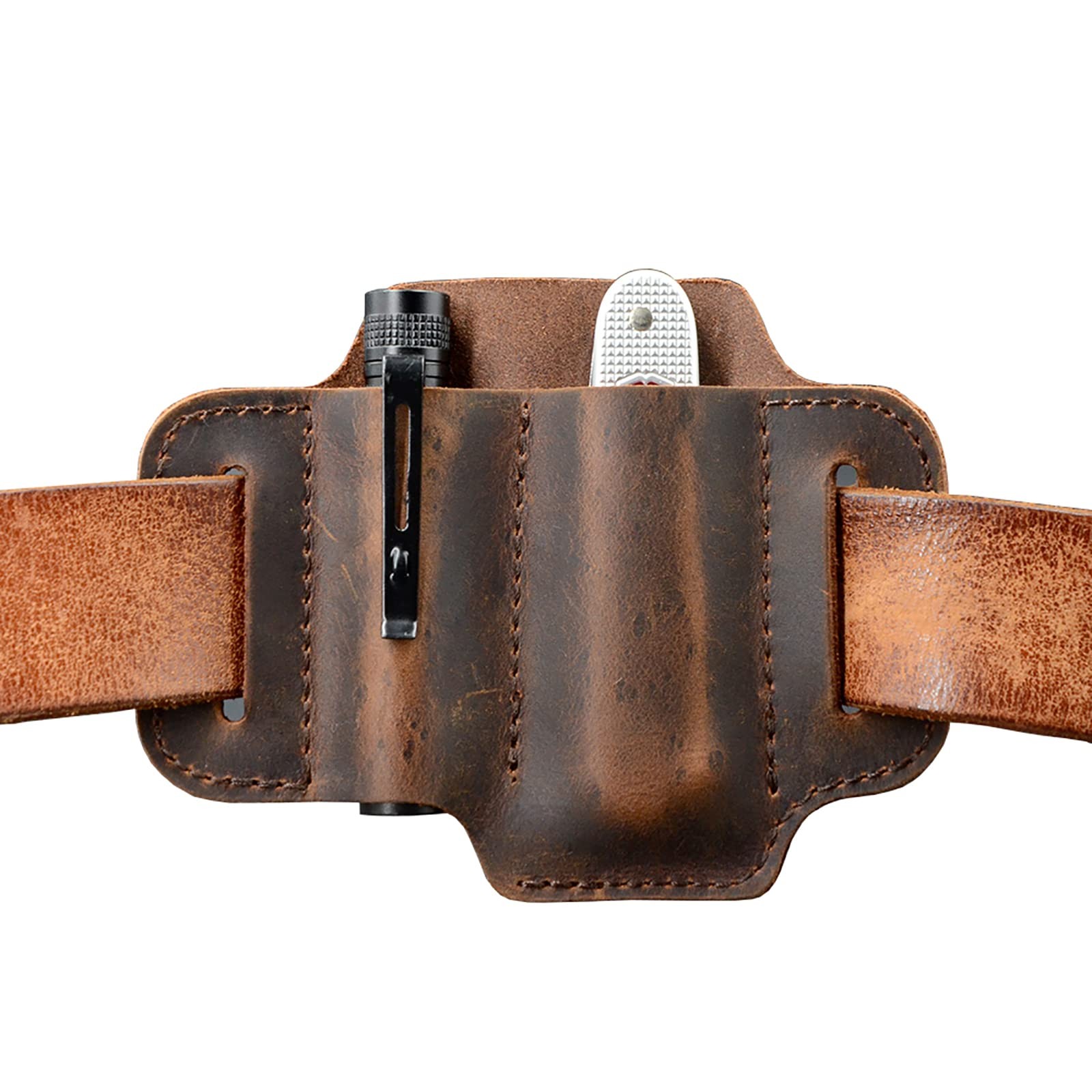 EDC Leather Knife Belt Sheath Tool Pouch, Small Tools Organizer, Fit Most 3.5…
