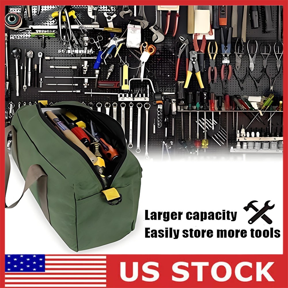 Heavy Duty Canvas Tool Bag Carry Tote Work Storage Utility Mechanics Waterproof