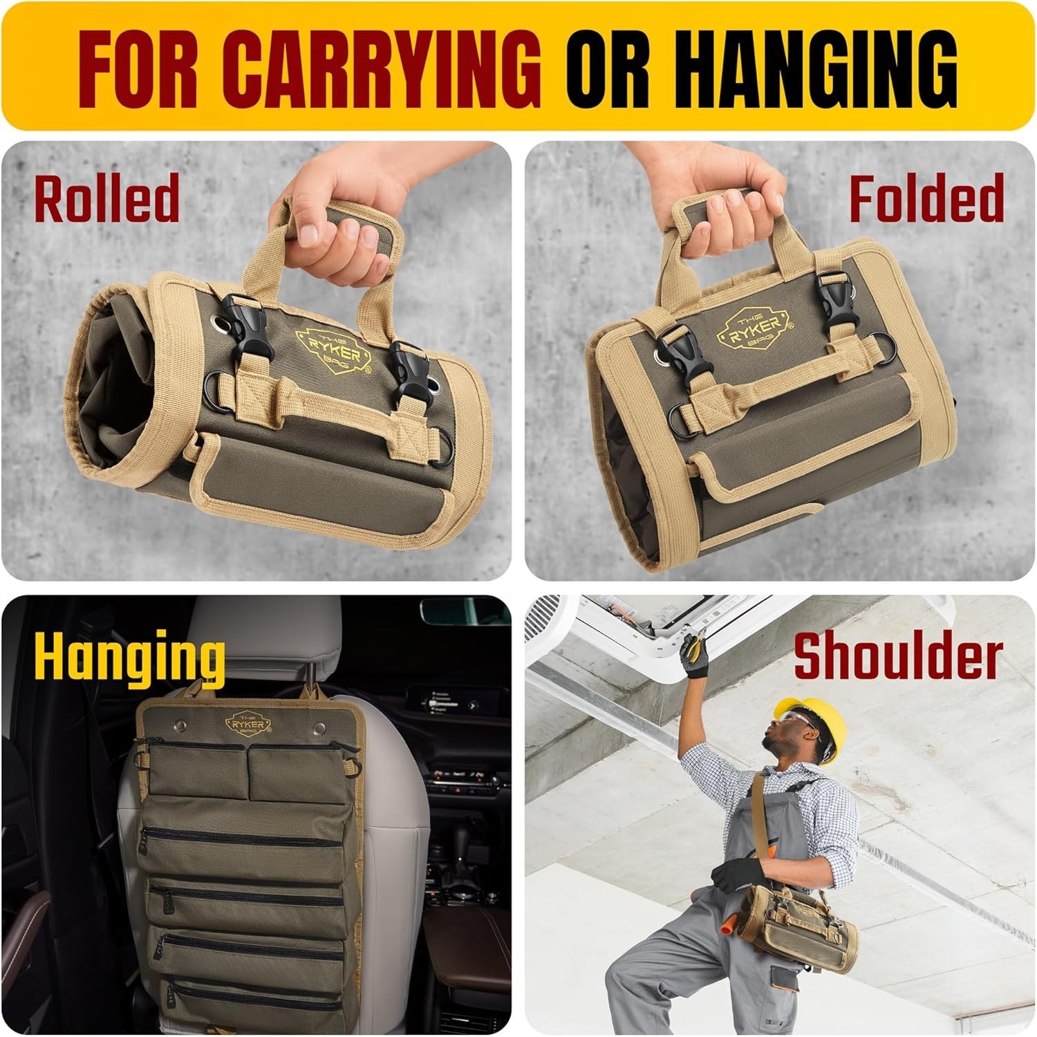Compact Tool Roll Organizer with Detachable Pouches – Ideal for Dads & Mechanics