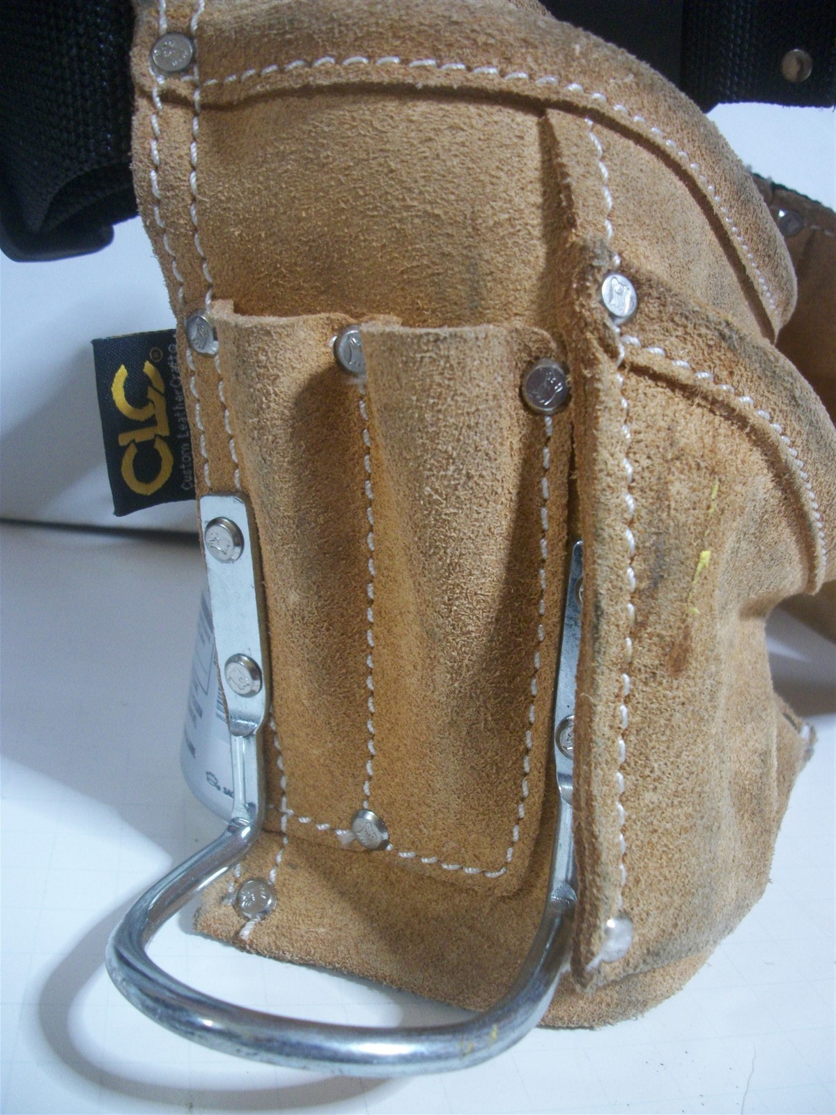 Husky 370×2 Leather Tool Work Belt Hammer Loop by CLC Quickk Release Buckle