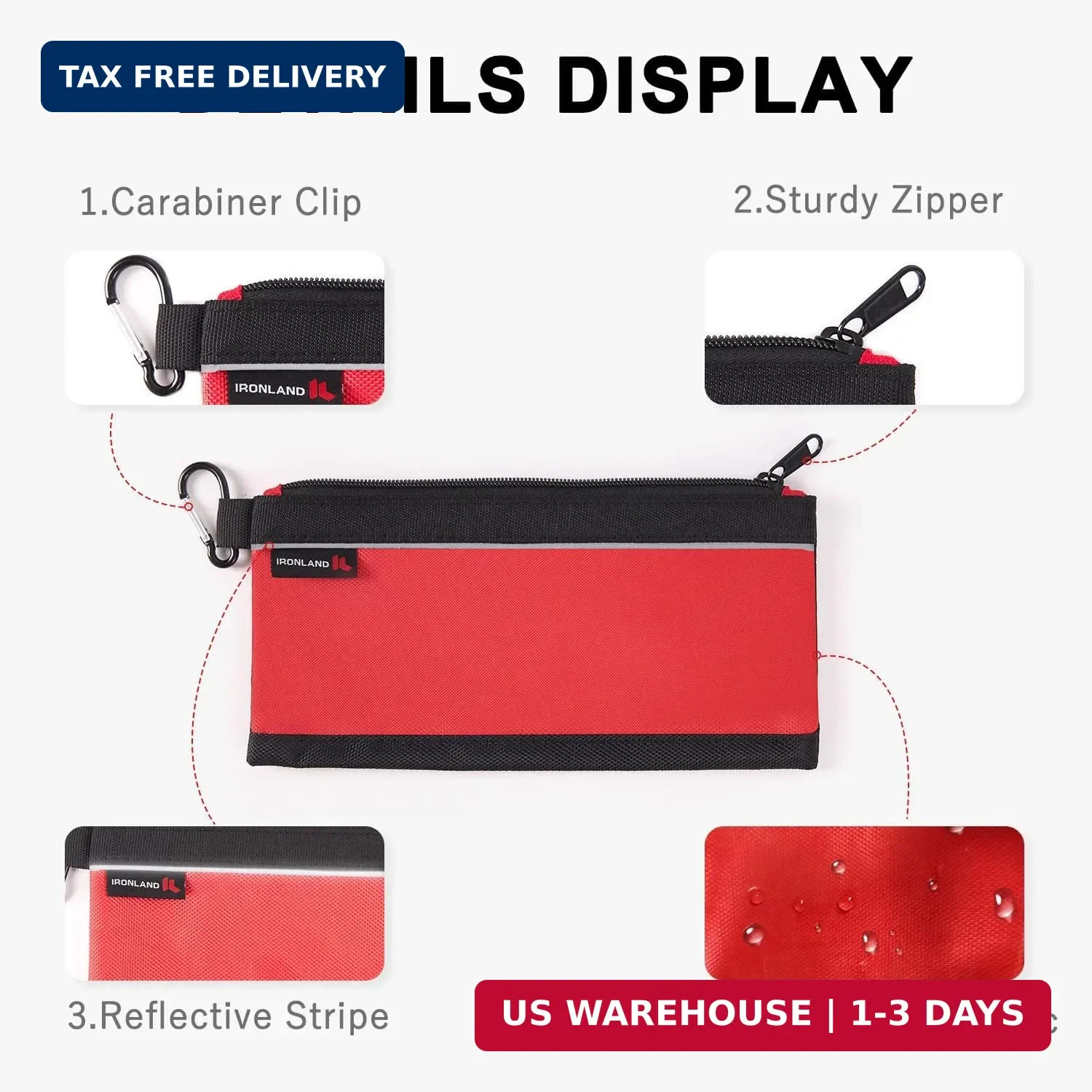 Small Tool Pouches 4 Pack Waterproof Heavy Duty Zipper Storage Organizer Bag