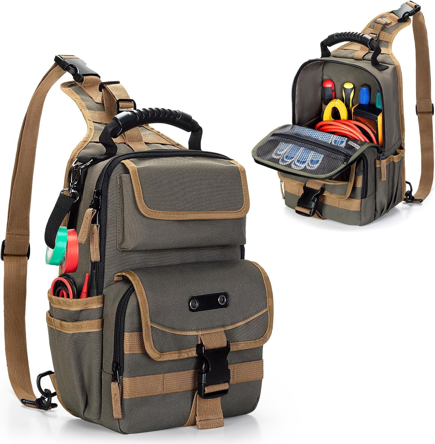 Electrician Tool Pouch Bag, Zippered HVAC Tool Organizer | Heavy-Duty Canvas