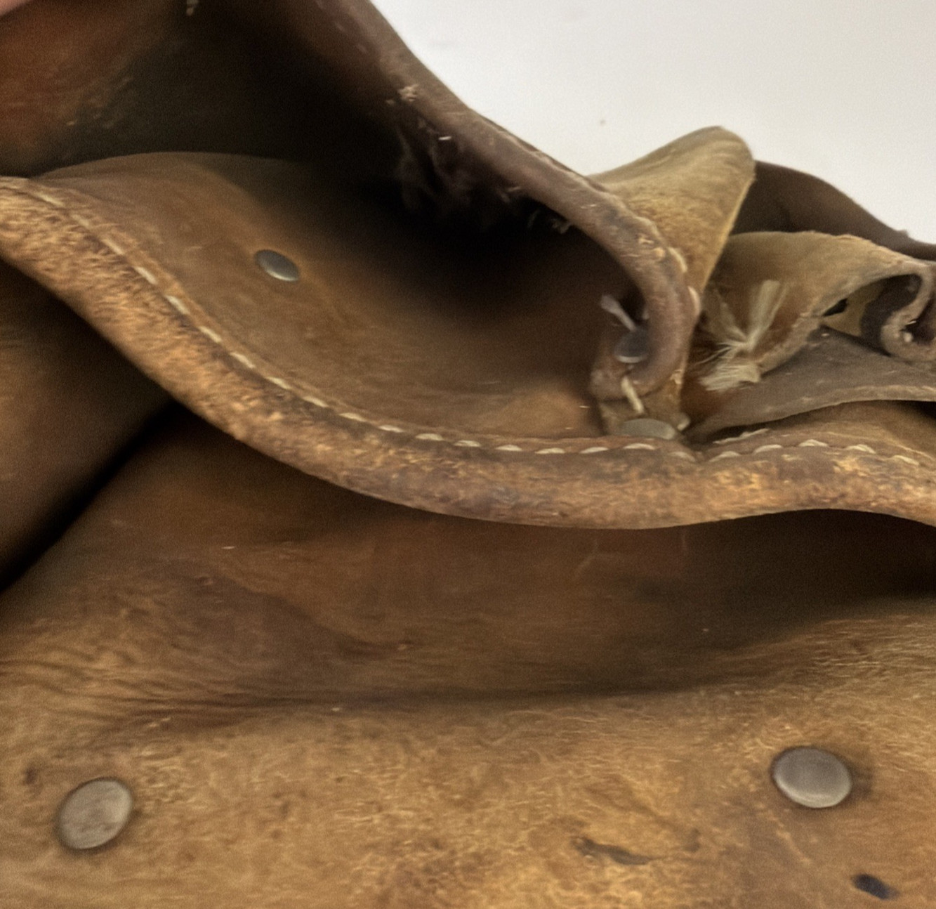 Nicholas Heavy Split Cowhide Tool Belt USA Made Sturdy Vintage Carpenters Belt