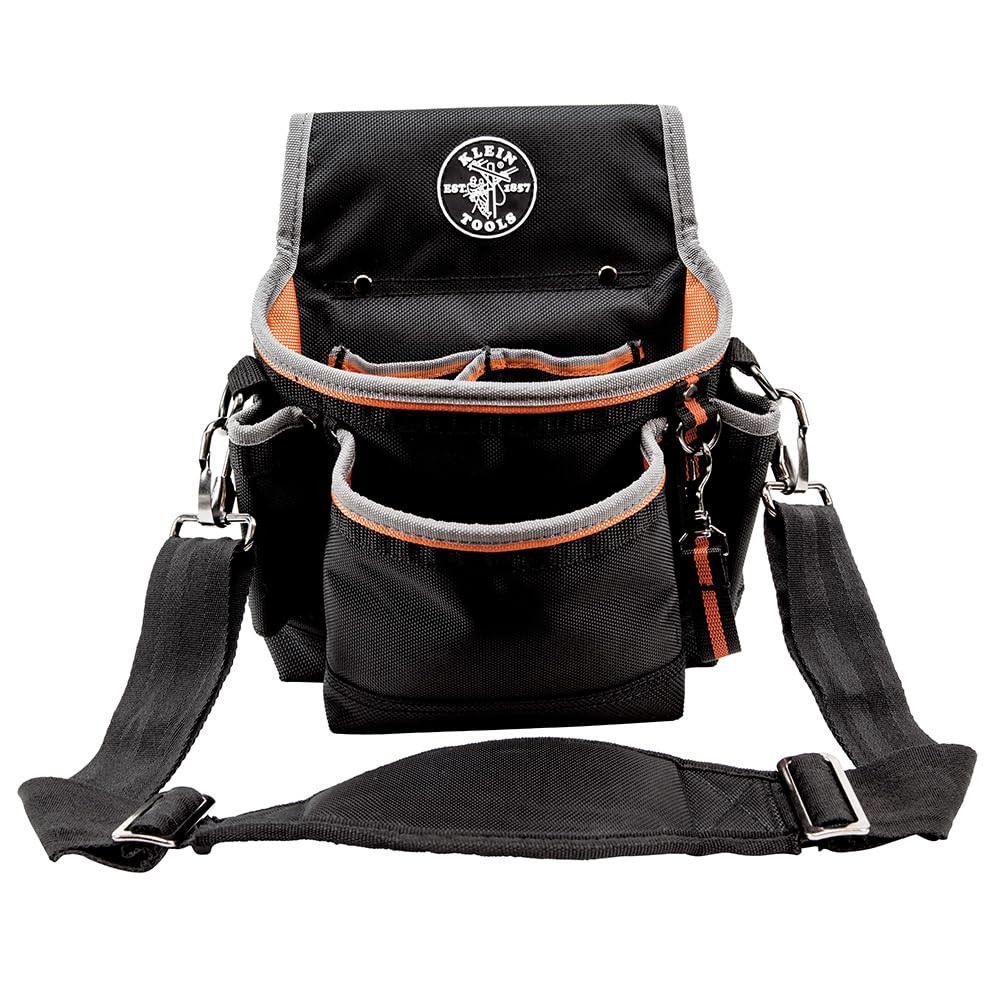 Klein Tools 5243 Tradesman Pro Tool Pouch with One Size, Black/Orange/Gray