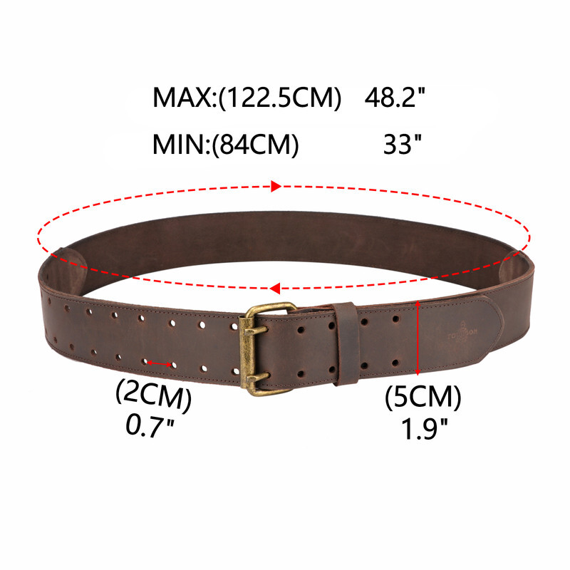 TOURBON Leather Tool Carry Workshop Waist Belt 2″ Double Roller Buckle Rig Belt