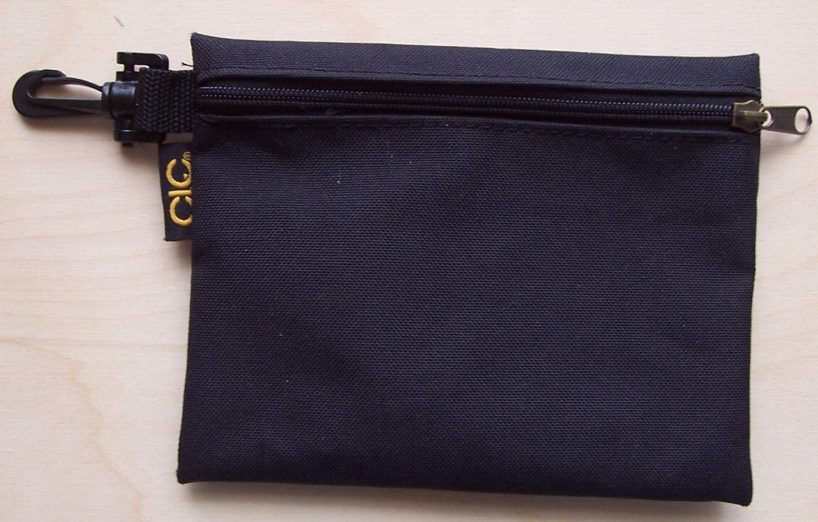 CLC Custom Leathercraft Black Zip Pouch With Black Plastic Clip 5.75″ x 7.25″