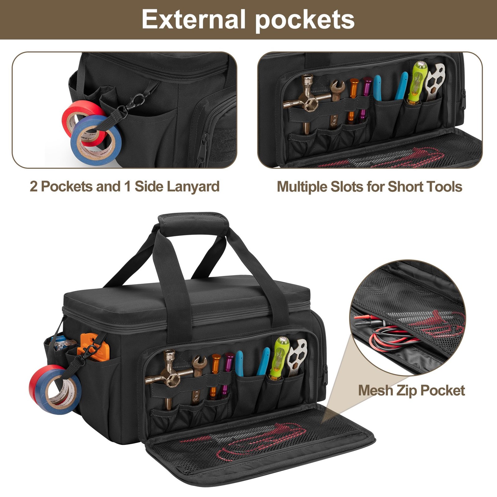 14-Inch Tool Bag with Anti-friction Bottom, Hand 14-Inch, Black