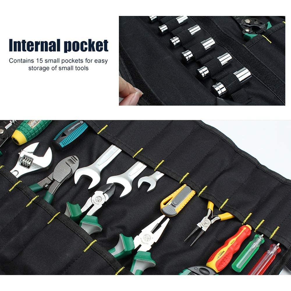 Canvas Tool Roll Up Bag Organizer with Pouches for One Size, 1pc Blue