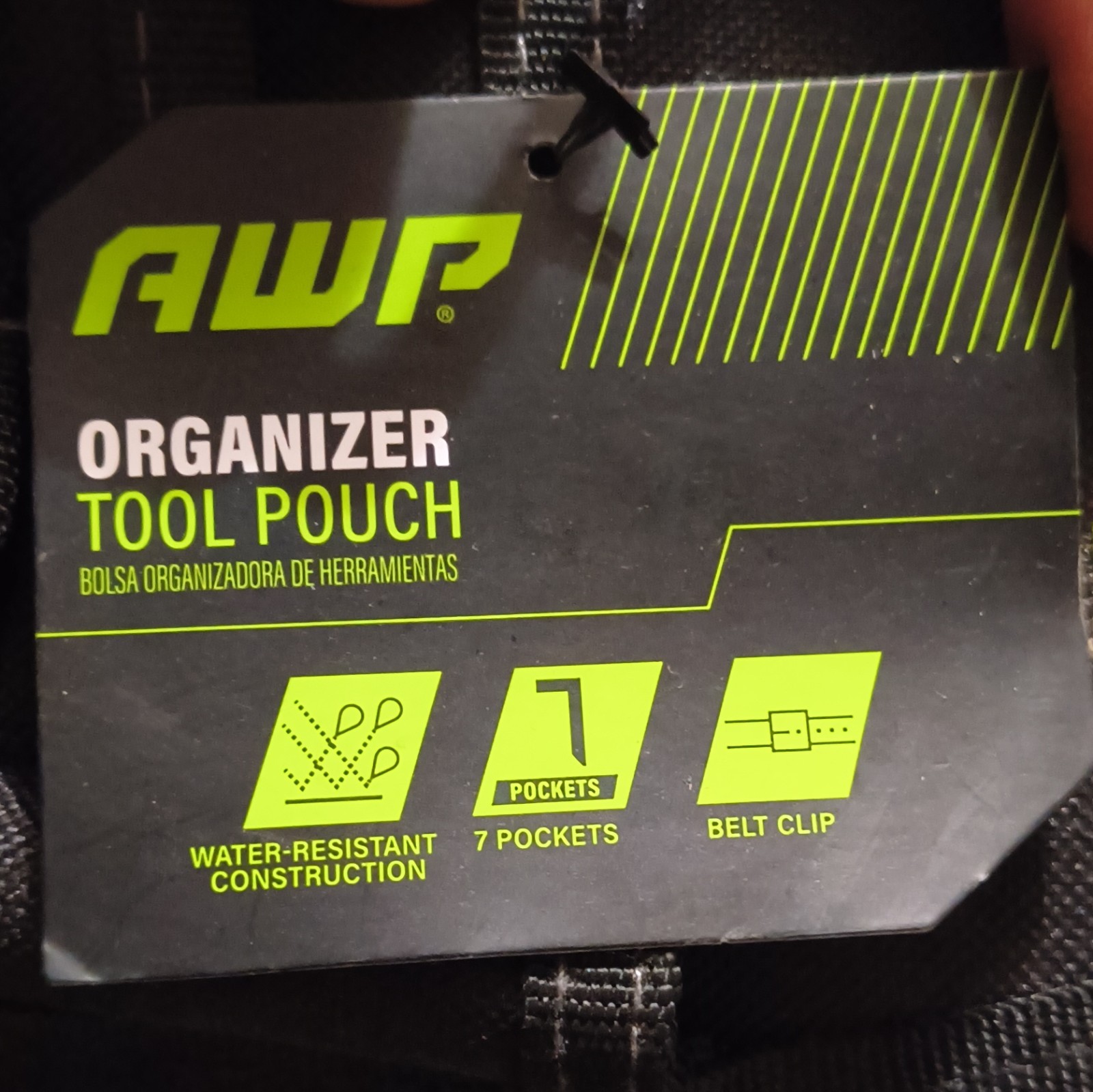 AWP Organizer Tool Pouch Water-Resistant 7 Pockets Belt Clip Black Gray
