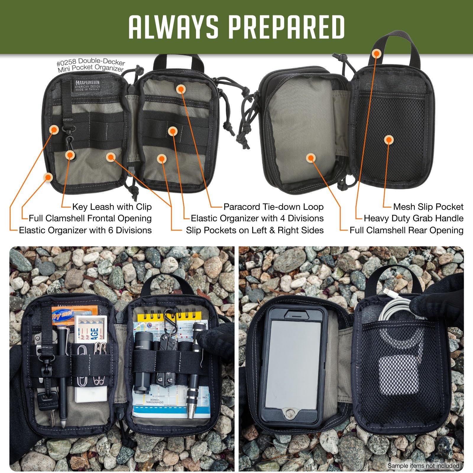 Maxpedition Double-Decker Mini Pocket Organizer MOLLE Tactical Pouch Black