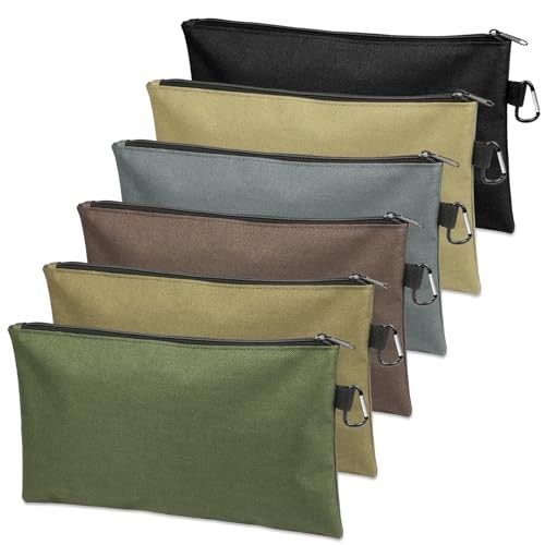 Tool Bag Zipper Pouch, 6 Pack, Tan, Navy Green, Black, Light Brown, Grey, Mocha