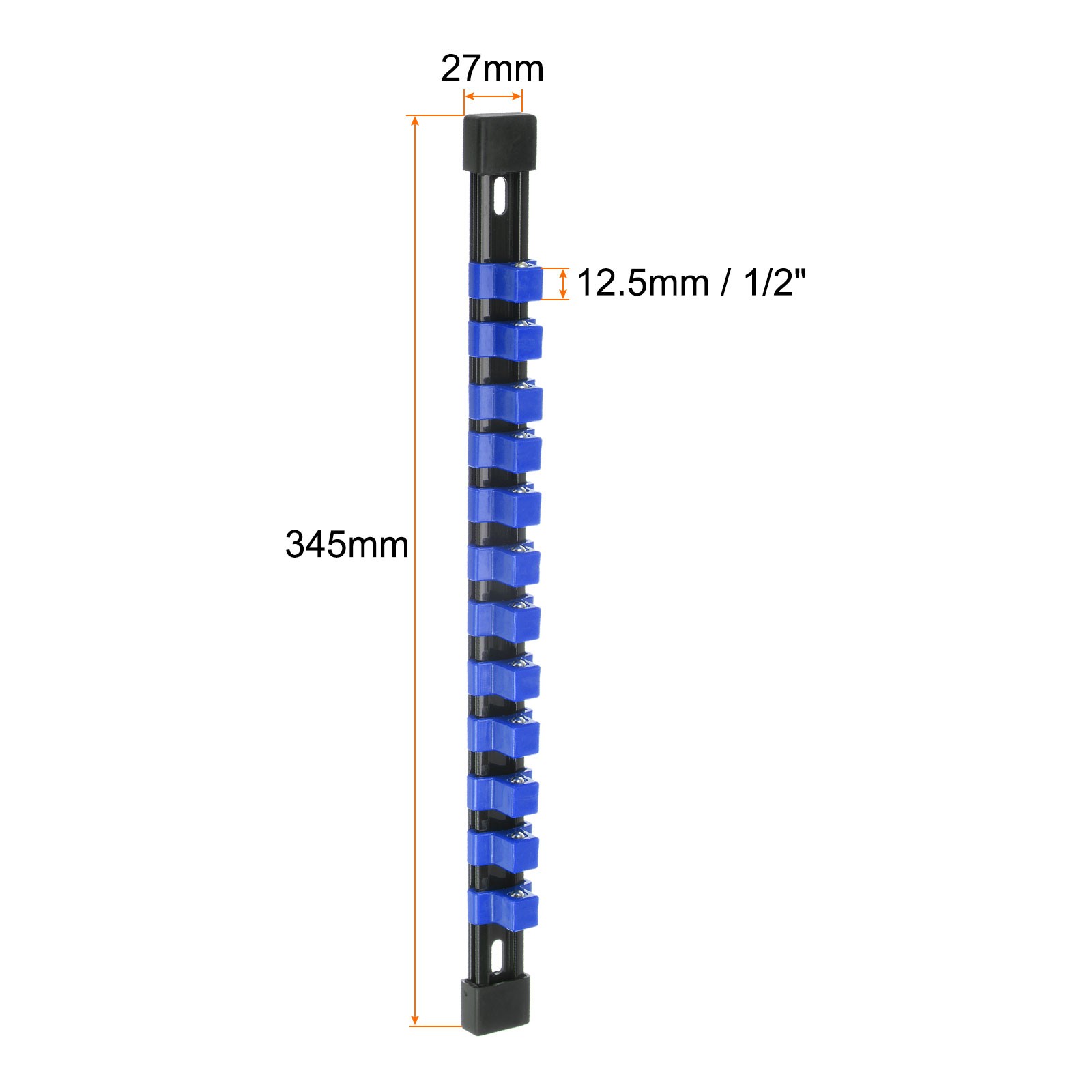 Socket Organizer 1/2″ Drive x 12 Clips Portable Socket Clip Rail Holder, Blue
