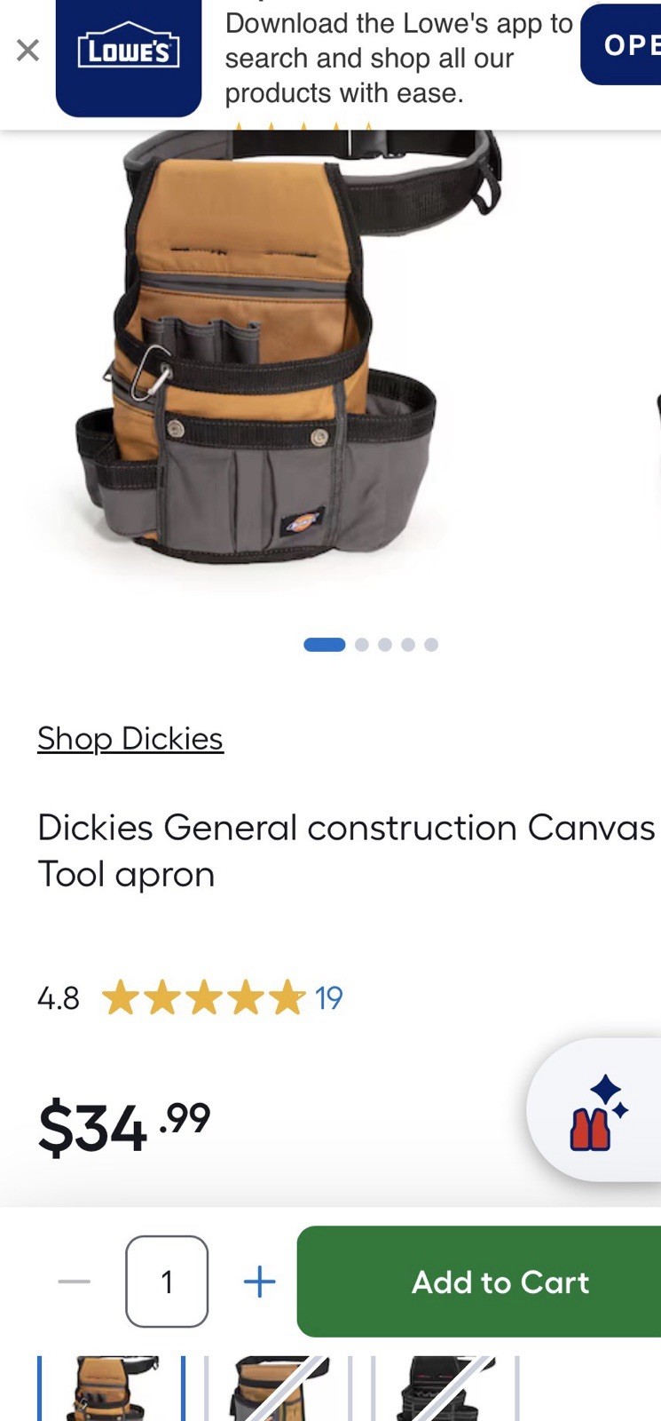 Dickies 8-Pocket Padded Tool Belt/Utility Pouch