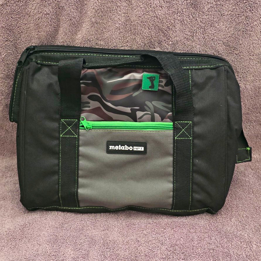 Metabo HPT Fabric Tool Bag Zipper Closure w/ Handles Black Gray Green