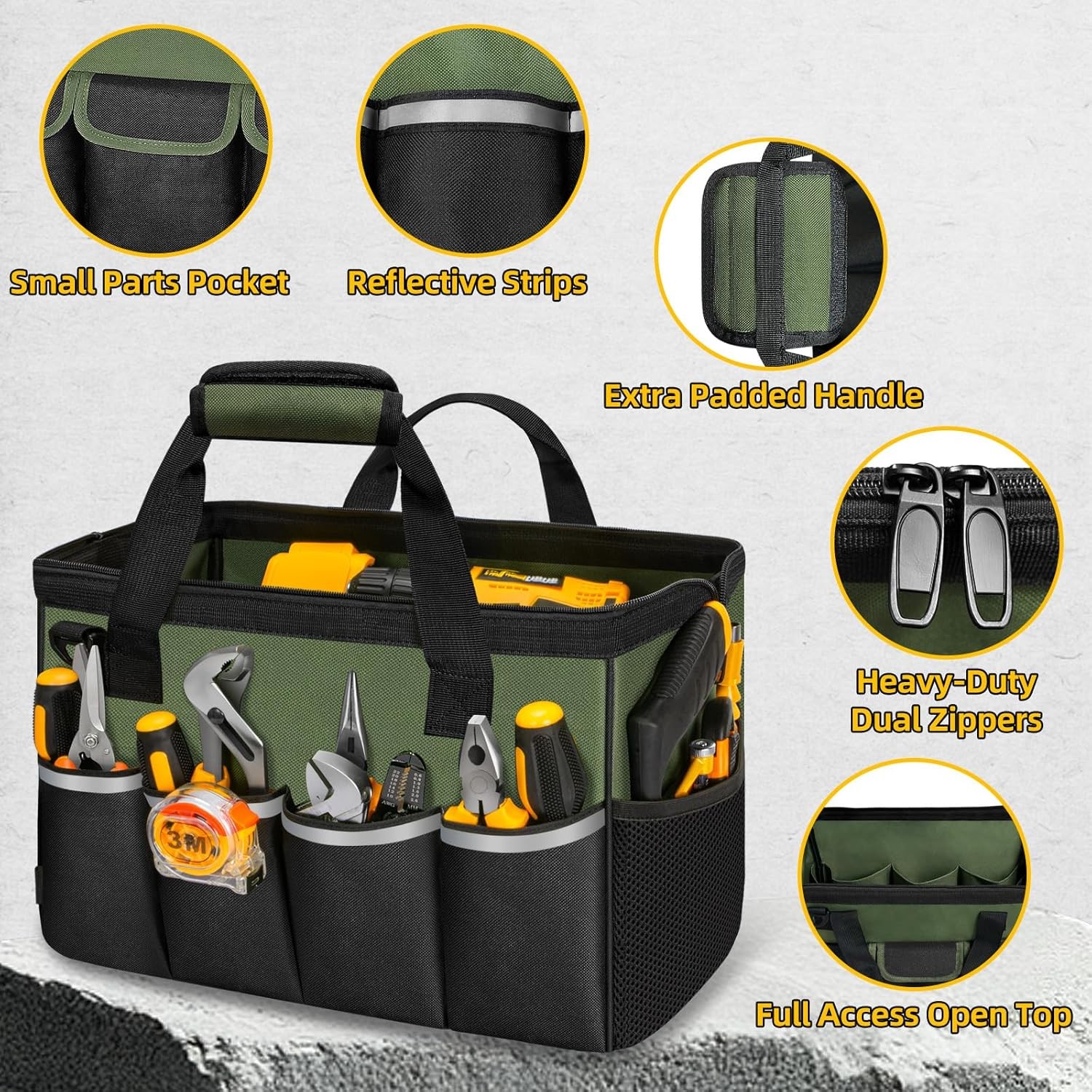 Tool Bag, Portable Tool Box Organizer Adjustable Shoulder Strap, Carry Tool Tote