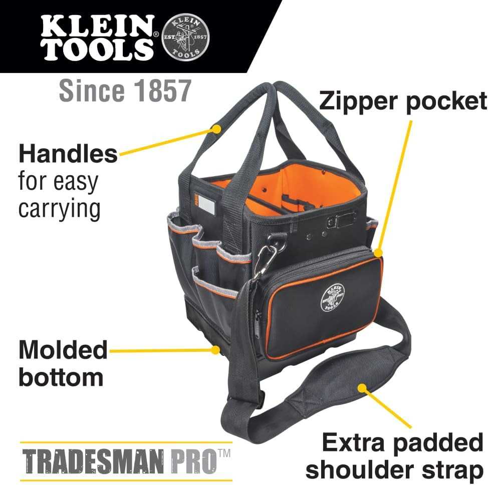 5541610-14 Tool Bag with Shoulder Strap Has 40 Pockets for Tool Storage and Oran