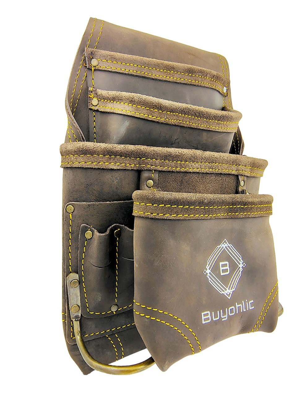 Heavy- Duty Leather Tool Bag for Drywall Contractors, Oil-Tanned Belt Pouch-USA