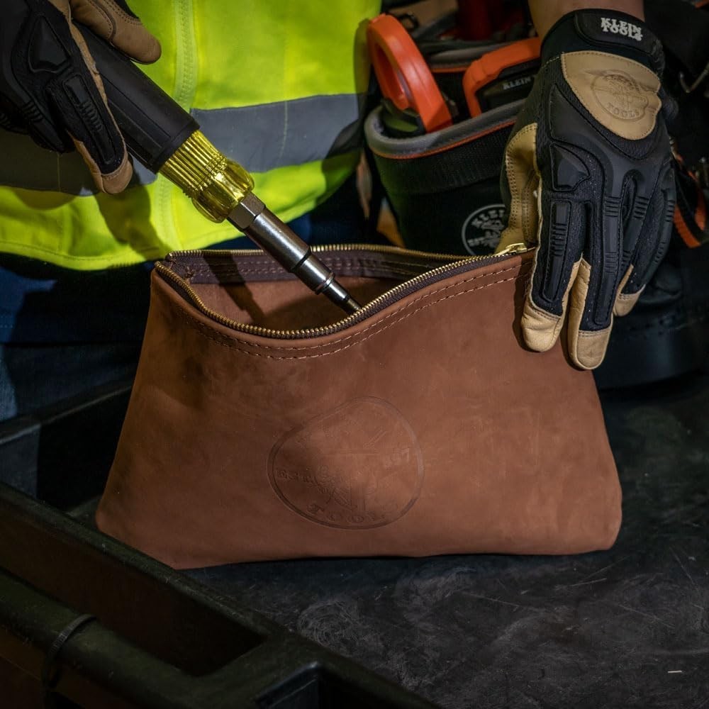 5139L Zipper Bag, Top-Grain Leather Tool Pouch with Strong Zipper Close, 12-1/2-
