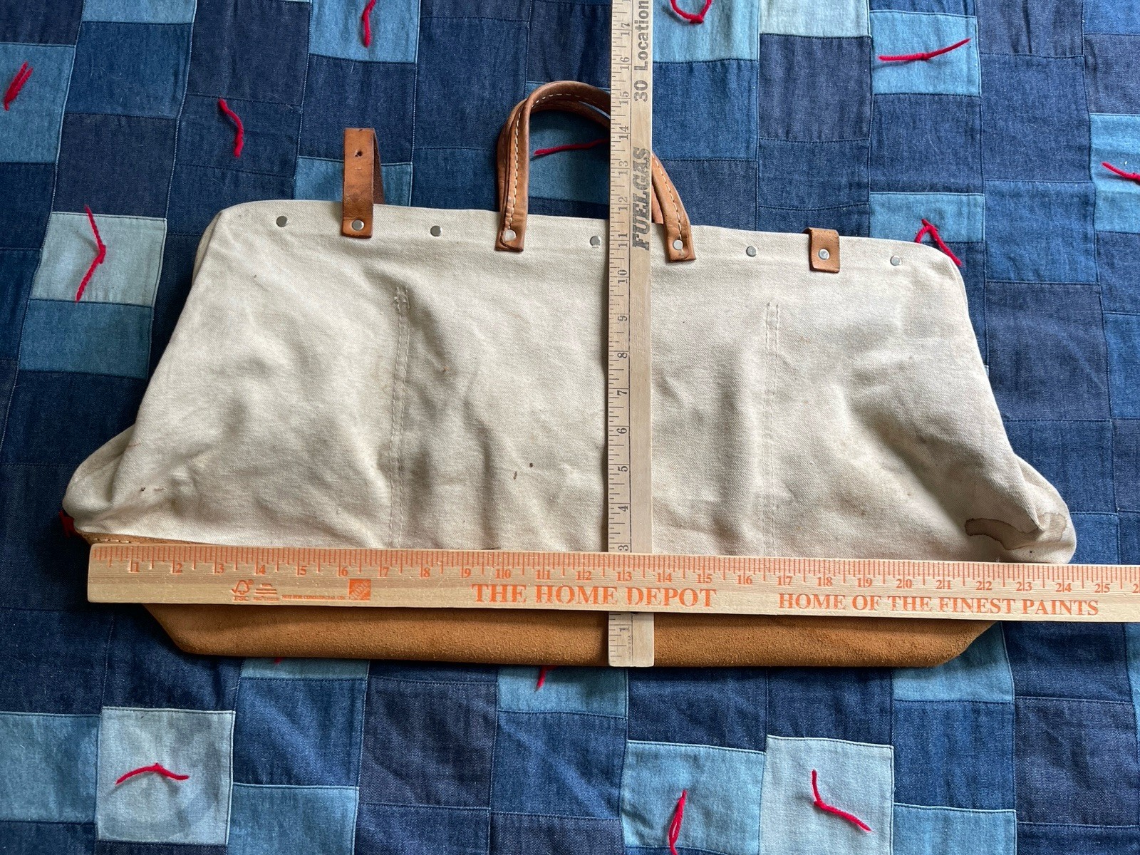 Vintage Lineman Toolbag Carrier Heavy Duty Leather Canvas 1900s USA Utility Tote
