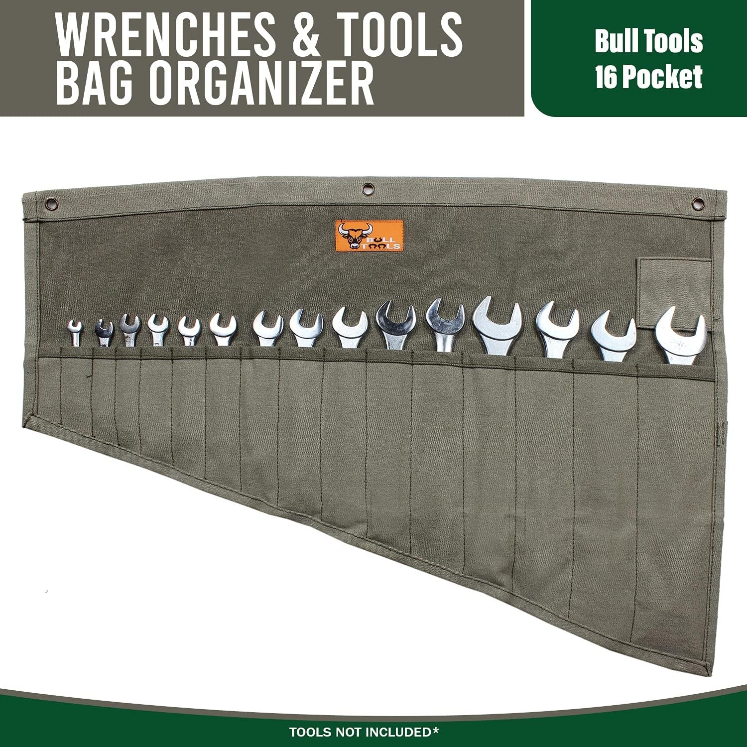 Wrench Roll Up Canvas Bull Tools Holder Storage Organizer 16 Pockets