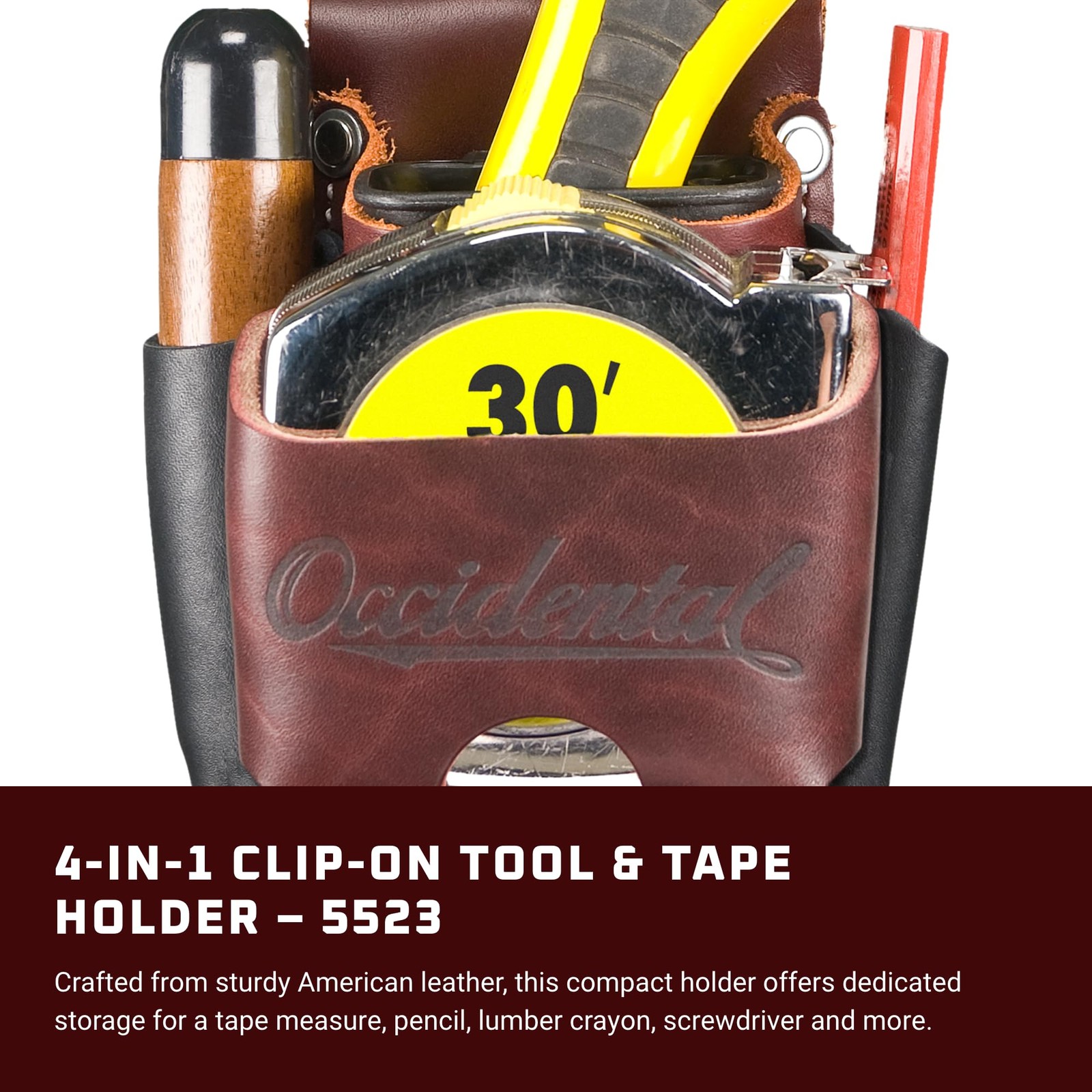 Occidental Leather Clip-On 4 in 1 Tool/Tape Holder – Provides 4x the Tool Cap…