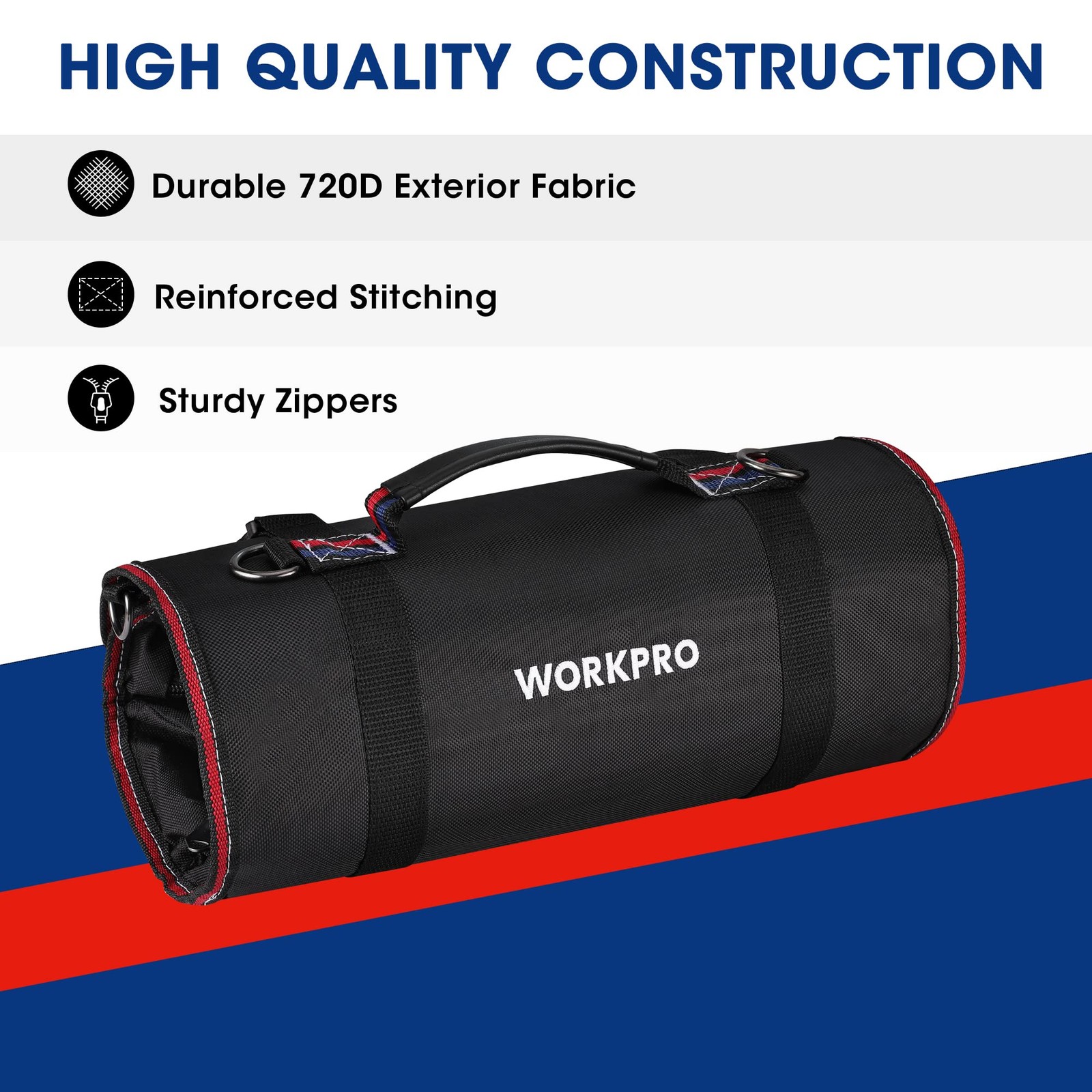 WORKPRO Roll Up Tool Bag, Bag with 22 inches x 14 inches, Black