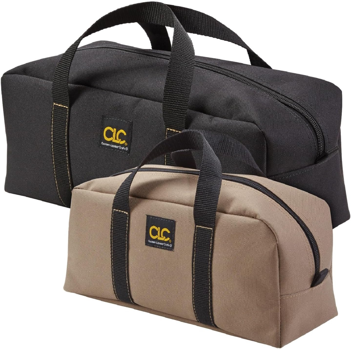 1107 2 Pack Medium and Large Utility Tote Bag Combo,Black/Beige