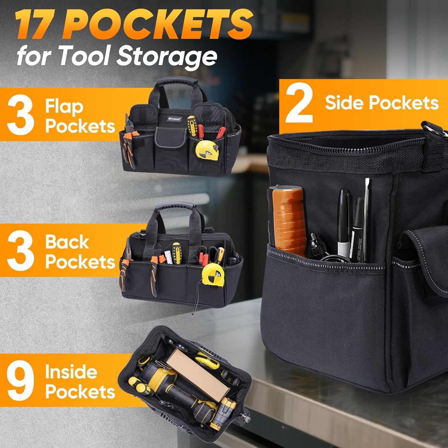 Heavy Duty Portable Tool Box 12 Inch Waterproof Oxford Fabric Storage Solutions