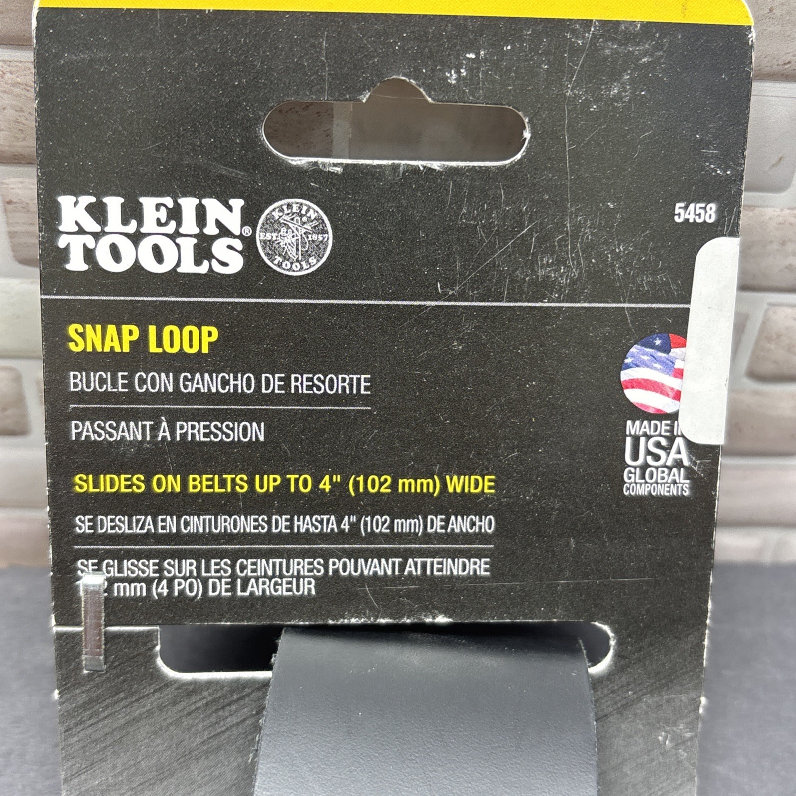 5458 Klein Leather Tool Holder Loop With Snap Hook, For Belts Up To 4” Wide
