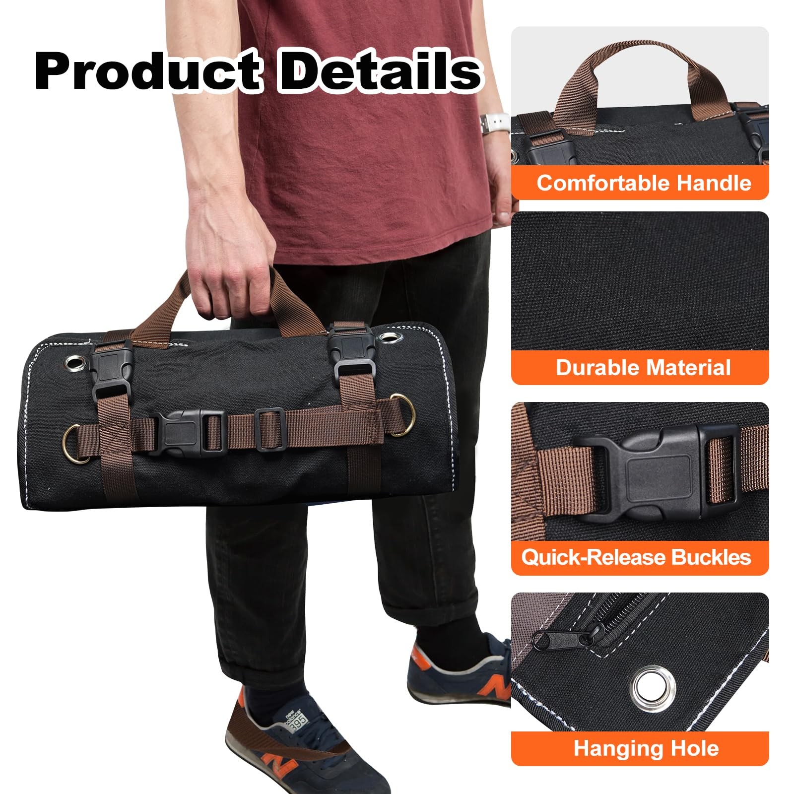 15L Heavy Duty Roll Up Tool Bag Organizer Wrench Socket Pouch Mechanic