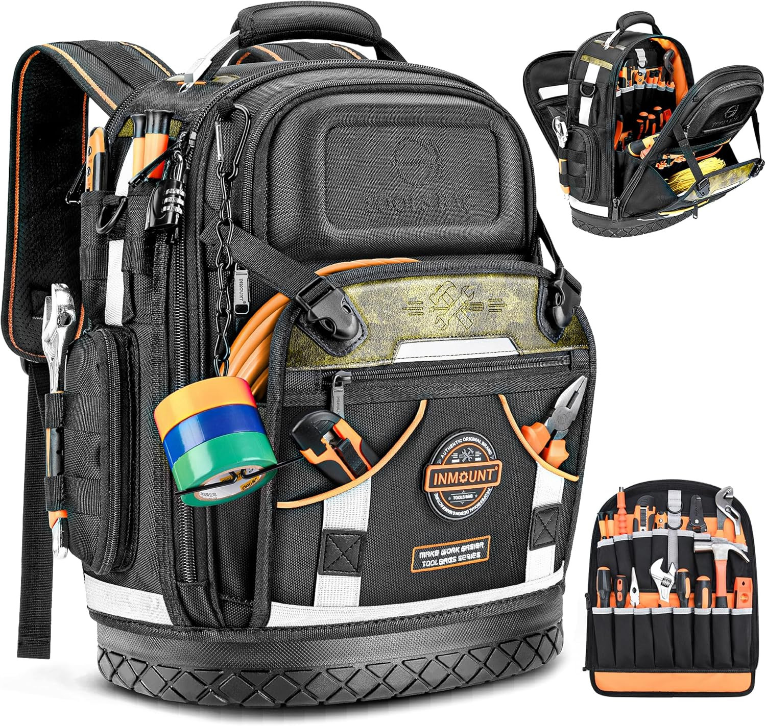 Tool Backpack Bag, HVAC Heavy Duty Construction Tools Backpack for Men, 1680D Pr