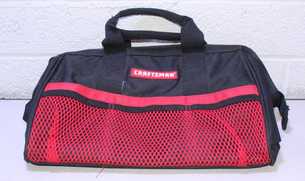 Craftsman 13″ X 8″ Wide Mouth Tool Bag 6 pocket Black/Red PN 37535