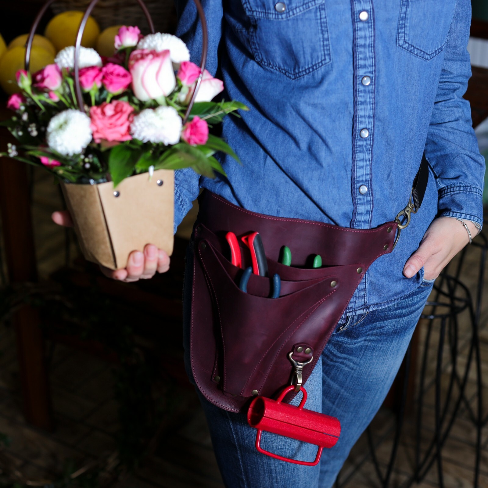 Leather Florist Tool Belt Garden Pouch Tools Holder Bag Personalized Planner M