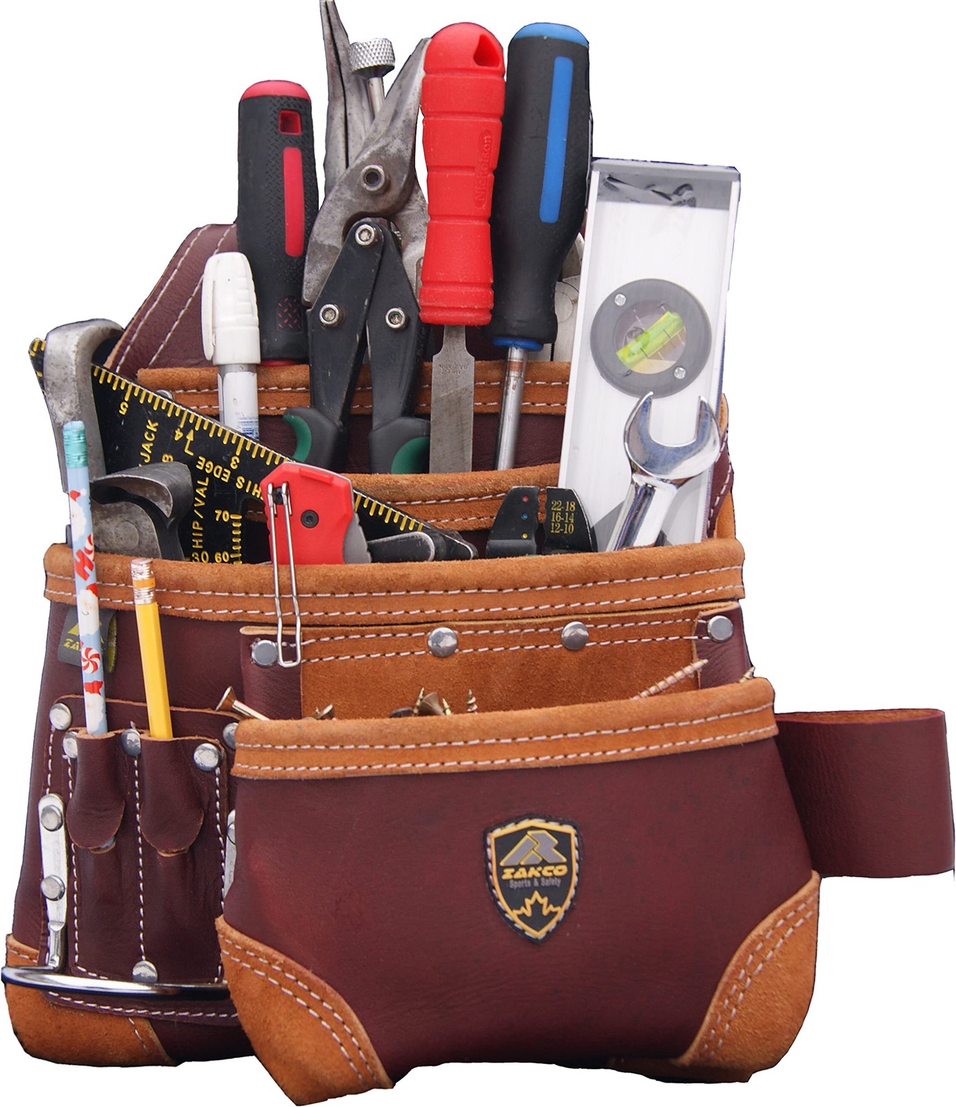 Zakco Pro-15 8 Pocket Carpenters Belt Genuine Tool Pouch Maroon