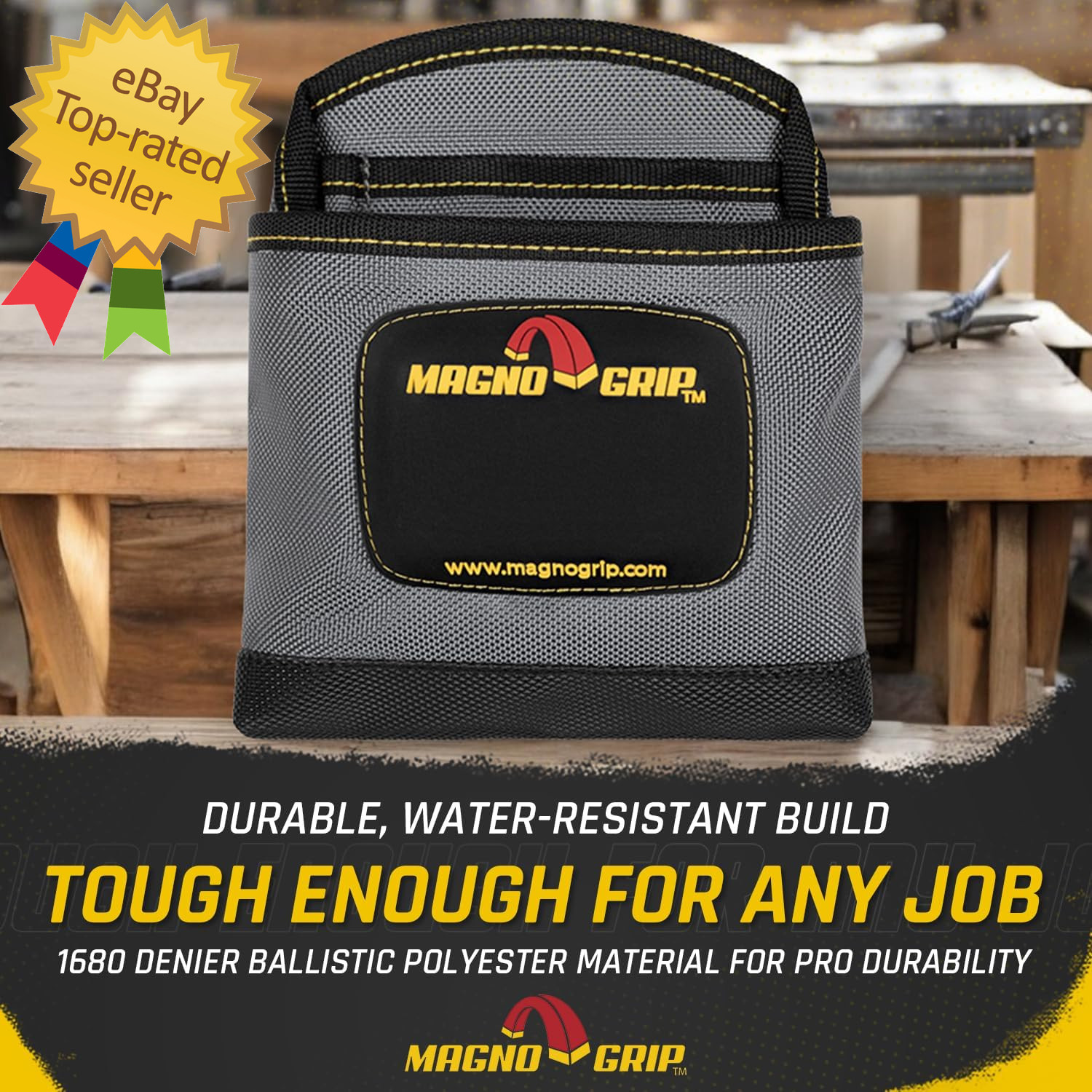 3-Pocket Nail Pouch with Integrated Magnetic Storage – Durable 1680D Ballistic P