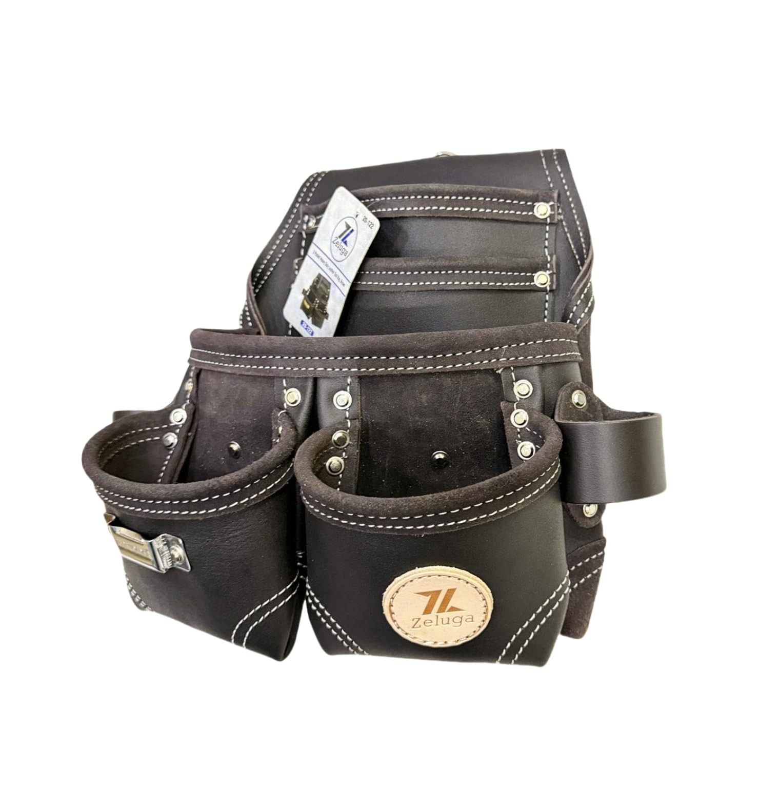 20-122 Heavy Duty Leather and Polyester Tool Bag, Dark Brown
