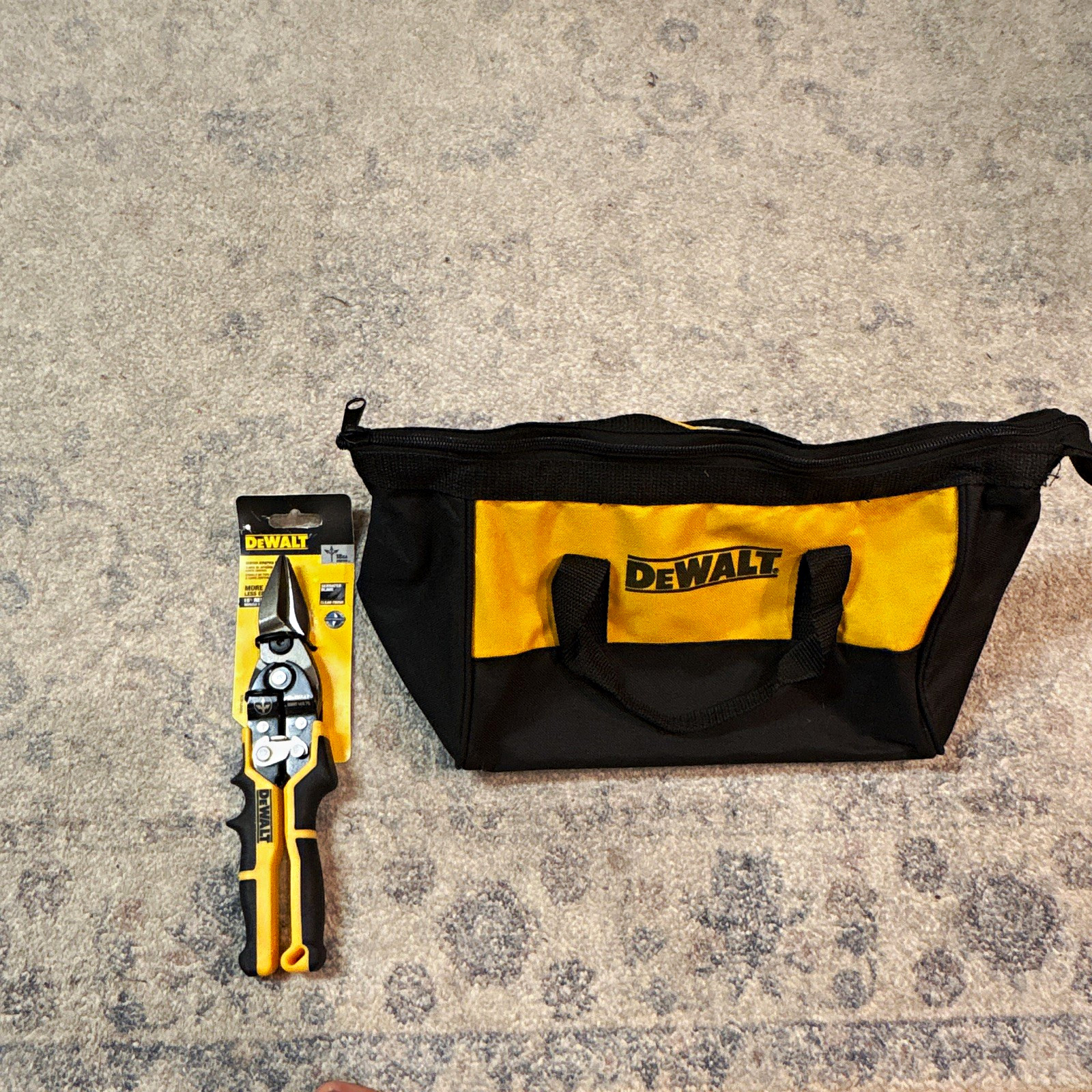 DEWALT Black/Yellow Fabric Tool Bag with Handle, Zipper Closure and tool