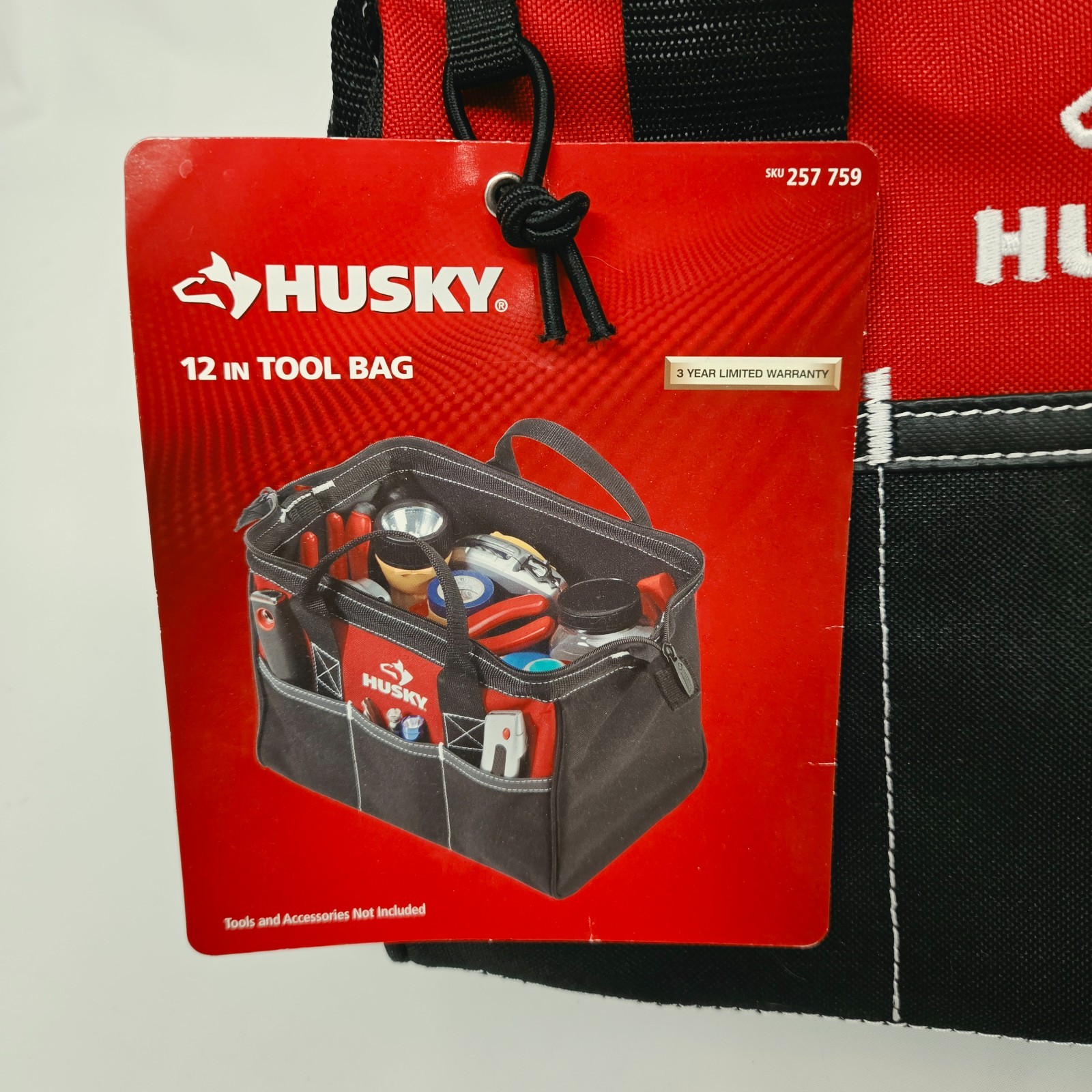 Husky 12″ Wide Mouth 4 Pocket Dual Zippered Tool Bag 12 x 7 x 9 NEW w/ Tag