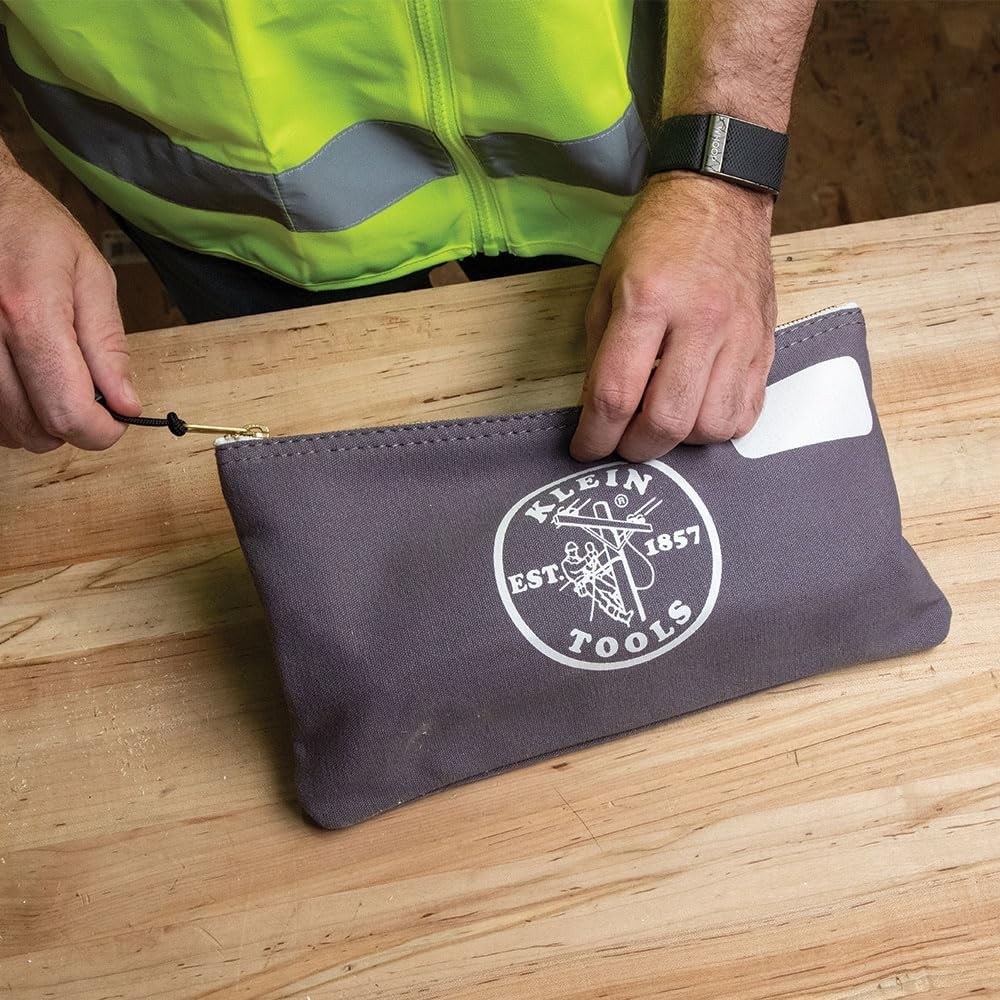 Klein Tools 55578 Zipper Bag with Divider, No. 10 Canvas, 7-Inch x Gray