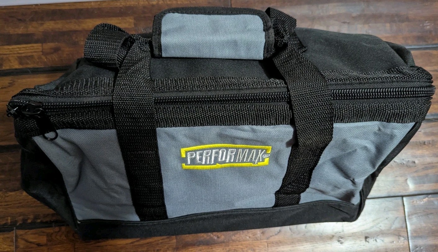 Performax Grey Black Gear and Hardware Tools Bag Dual Handles Heavy-Duty Zipper