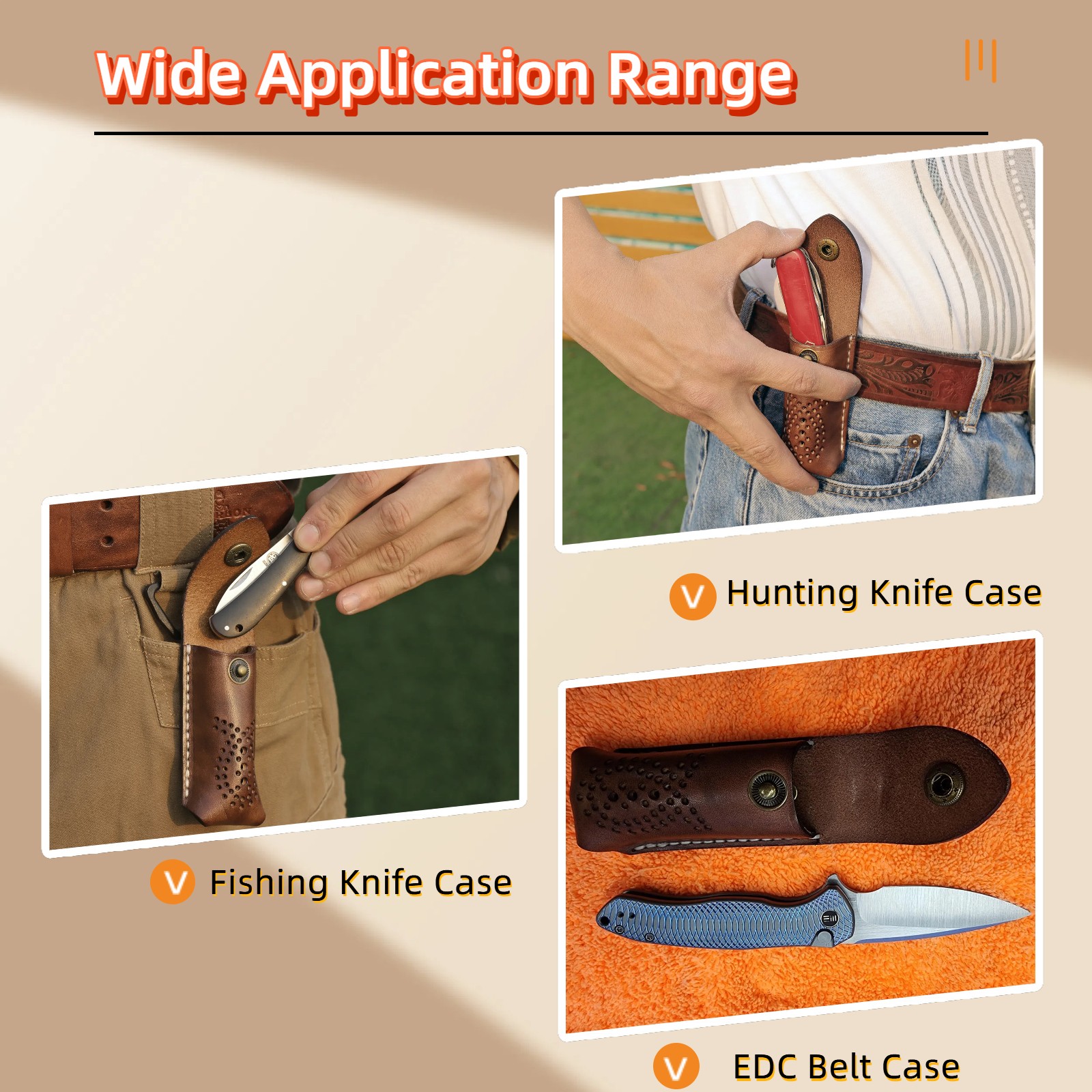 Leather Pocket Knife Sheath For Trapper Folding Blade Knives Case Belt Pouch