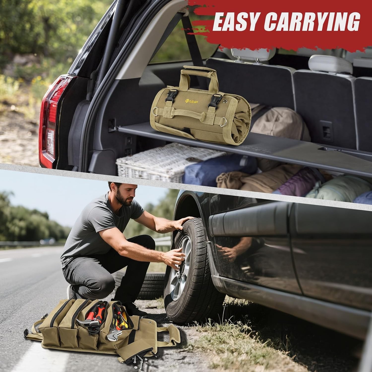 Waterproof Tool Roll Bag with Detachable Pouches for Mechanics & DIY Enthusiasts