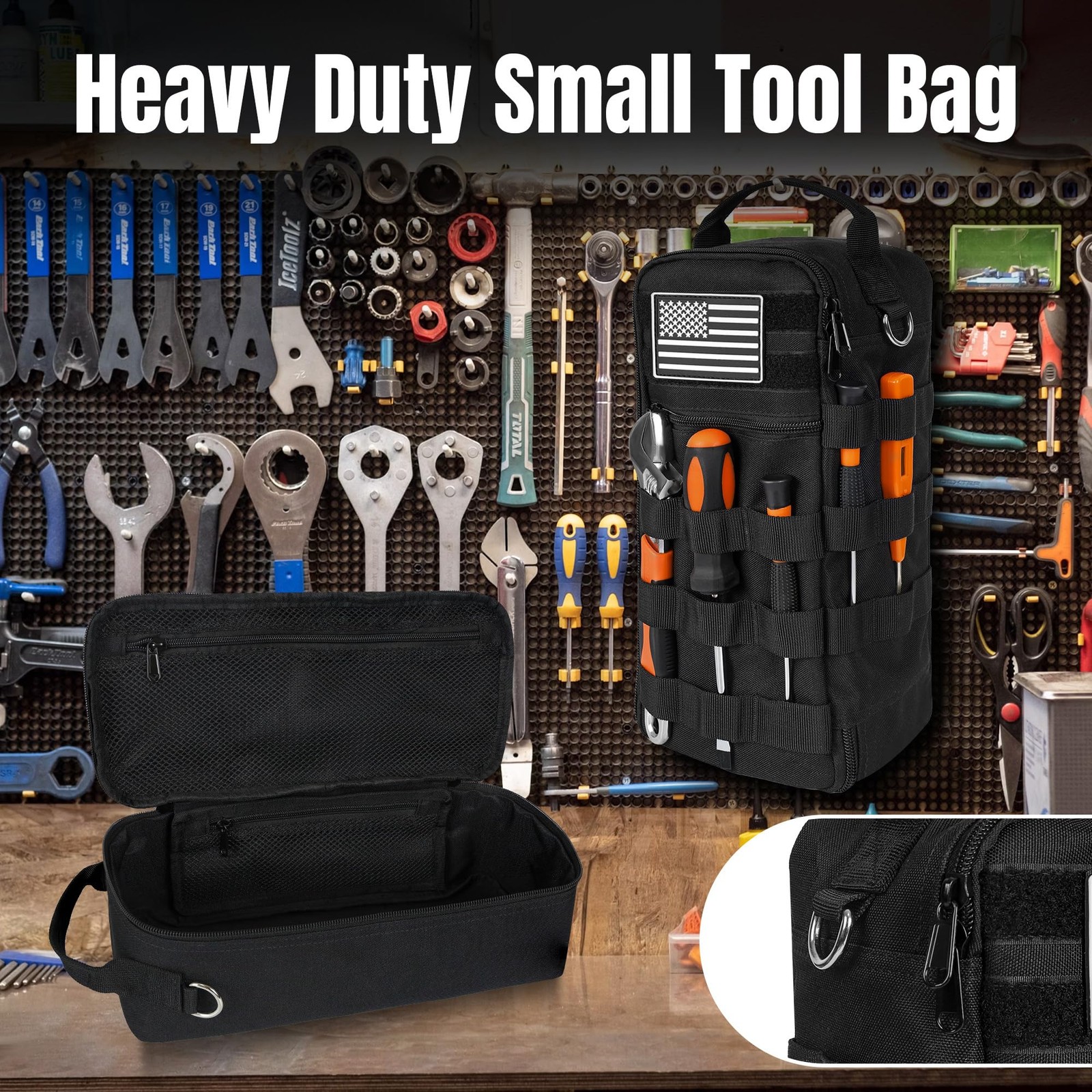 13 Inch Portable Small Tool Bag, Heavy Duty Tool Organizer Bag with Shoulder …