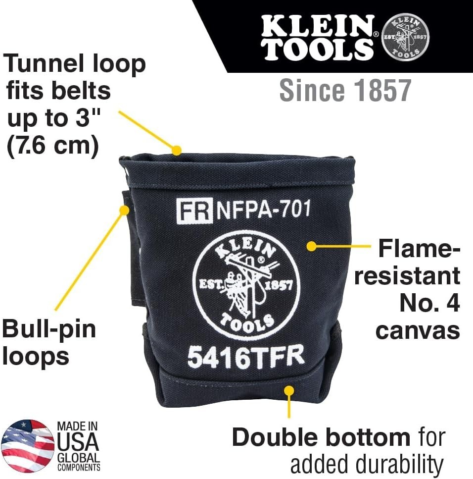 Klein Flame-Resistant Canvas Bolt Bag, Black, 11×9.6×2.1 Inches