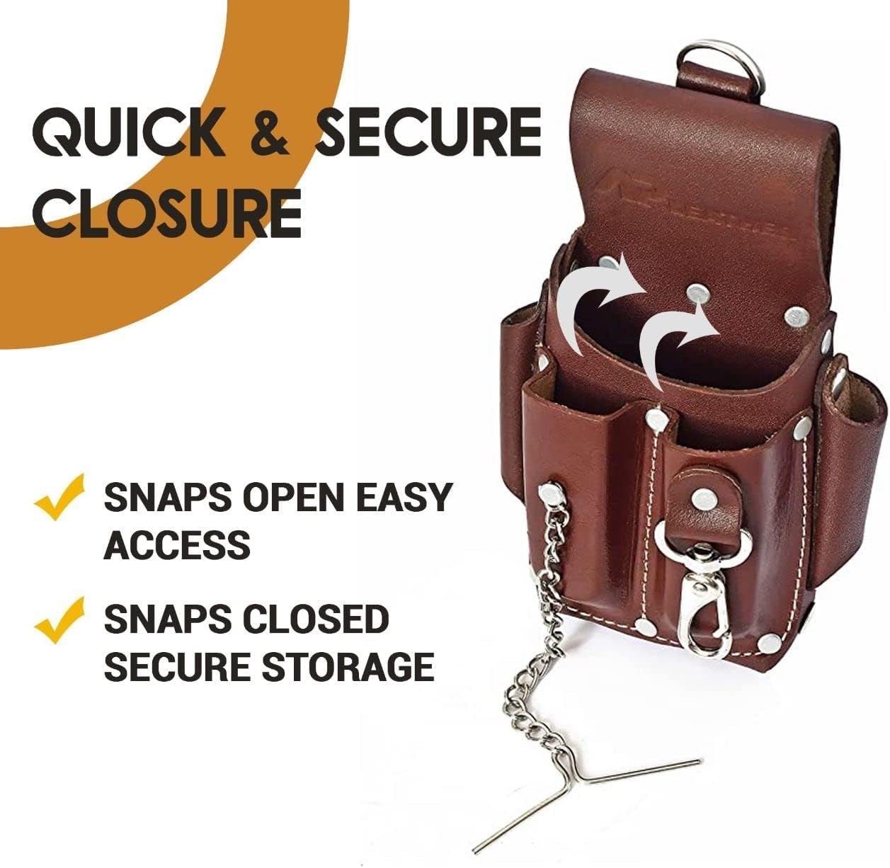 Ap-Leather Pro-5 Electrician Pouch, Leather Tool 5 Pocket Pouch Maroon